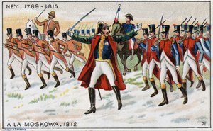 Die Armeen von Napoleon und General Michel Ney (1769-1815) (Marschall Ney) bereit, die Schlacht von Moskau (auch Schlacht von Borodino) in Russland zu gewinnen von French School