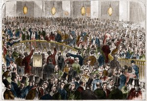 Der Korb der Börsenmakler an der Pariser Börse im Jahr 1867.
