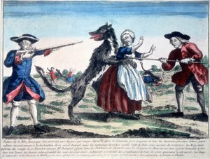 Das Biest von Gévaudan, getötet von Soldaten von French School