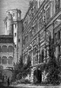 Das Schloss von Heidelberg in Deutschland, Heimat einer der berühmtesten Universitäten Europas im 19. Jahrhundert. Gravur im illustrierten Journal „La jeunesse“ von French School