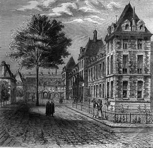 Der Hof des Saint-Louis-Krankenhauses in Paris Ende des 16. Jahrhunderts von French School