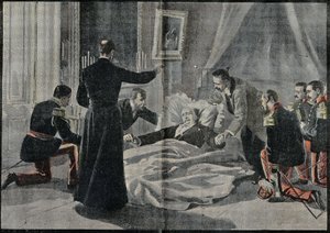 Der Tod von Felix Faure, Präsident von Frankreich, Abbe Renault erteilte ihm die Absolution von French School