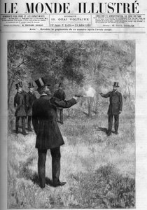 Das Duell von General Georges Boulanger (1837-1891), Kriegsminister, und Baron Lareinty, Senator. Gravur in „Die Illustrierte Welt“ 1886.