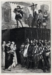 Die Hinrichtung von Conradin (oder Konrad von Hohenstaufen), König von Sizilien und Herzog von Schwaben (1252-1268) auf Befehl von Karl von Anjou nach der Schlacht von Tagliacozzo im Jahr 1268 von French School