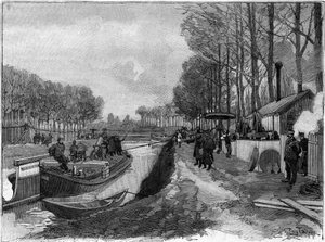 Der Seilzug von Booten auf den Kanälen in Joinville-le-Pont nach dem System von Maurice Lévy von French School