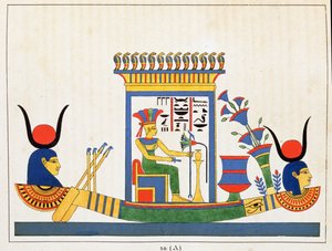 Die Göttin Anuket, Illustration aus Pantheon égyptien: Sammlung mythologischer Figuren des alten Ägypten, von Jean-Francois Champollion, veröffentlicht ca. 1986 von French School