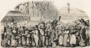 Der Schinkenmarkt am Boulevard Bourdon in Paris - Gravur in „Tableau-de-Paris“ von Edmond Texier 1852