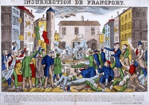 Der Aufstand von Frankfurt am 3. April 1833, Hauptstadt des Deutschen Bundes. Bild von Epinal
