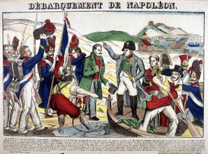 Die Landung im Golf Juan: Napoleon I. kehrte am 1. März 1815 nach der Exilzeit auf der Insel Elba nach Frankreich zurück. Bild von Epinal von French School