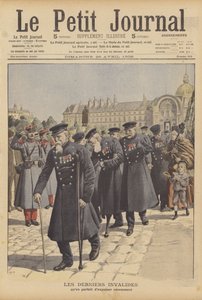 Die letzten Kriegsveteranen aus dem Hôtel des Invalides, Paris (Farblithografie) von French School