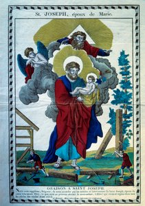 Das Gebet des Heiligen Joseph, Bräutigam von Maria. Gravur aus dem 19. Jahrhundert. Paris, Museum für Volkskunst und Traditionen von French School