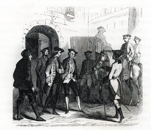 Die Gefangenen von Vincennes wurden 1784 in das Gefängnis der Bastille verlegt - (Gravur) 1846 von French School