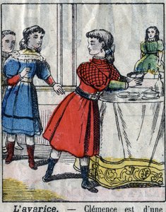 Die sieben Todsünden: Habgier. Epinal-Bild Ende des 19. Jahrhunderts. (I sette peccati o vizi capitali) von French School