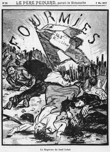 Die Erschießung von Fourmies, Illustration aus Le Pere Peinard, 2. Mai 1897 von French School