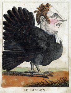 Der Truthahn in Karikatur, Charakterstudie „flüchtiger Charakter“ 19. Jahrhundert, populäre Bildsprache