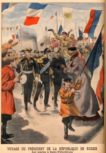 Der Besuch von Präsident Loubet von Frankreich in Russland - Reise des Präsidenten der Republik Émile Loubet nach Russland. Die Matrosen in St. Petersburg. Le Petit Journal, 8. Juni