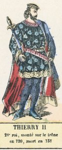 Thierry II, 21. König, bestieg den Thron 720, gestorben 737 von French School