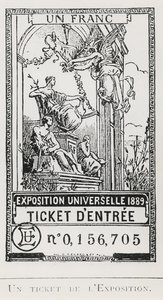 Eintrittskarte zur Weltausstellung von 1889 (Lithografie)