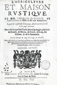 Titelseite von LAgriculture et Maison Rustique, von Charles Estienne, Ausgabe veröffentlicht 1641 von French School