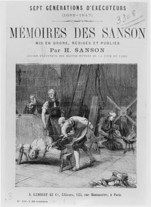 Titelseite von Mémoires des Sanson von H. Sanson, Mitte des 19. Jahrhunderts von French School