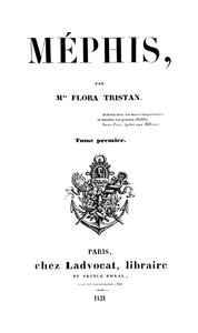 Titelseite von Mephis von Flora Tristan (1803-44), veröffentlicht in Paris von Ladvocat, 1838 von French School