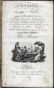 Titelseite von „Ratschläge an meine Tochter“ von Jean Nicolas Bouilly (1763-1842). 1820. Private Sammlung.