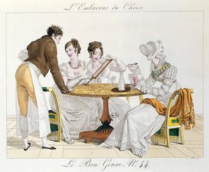 Zu viel Auswahl, Tafel 44 aus Le Bon Genre, 1827