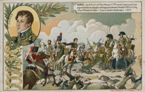 Sammelkarte mit einem Bild der Schlacht von Austerlitz von French School