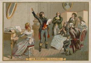 Werbekarte mit einem Bild von Rouget de Lisle von French School