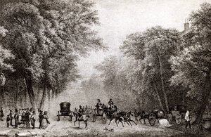 Verkehr in Paris, Frankreich, im 19. Jahrhundert, um 1830 von French School