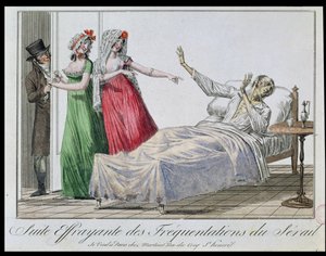 Tragische Folge des Besuchs von Bordellen, Karikatur eines Syphilitikers, ca. 1800 von French School