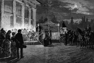 Überführung der Asche von Papst Pius IX. (1792-1878): Ankunft des Zuges in der Kirche St. Laurentius in Rom am 12. Juli 1881. Gravur von Pelicer in „Le Monde Illustré“ Nr. 1271 vom 6. August 1881. von French School