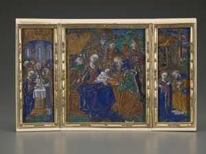 Triptychon: Beschneidung, Epiphanie, Geburt Christi, ca. 1490 von French School