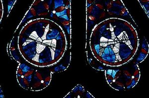 Zwei Tauben (Detail) aus dem Nordrosenfenster, ca. 1223