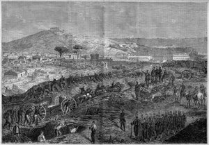 Einheit Italiens - Expedition der Tausend oder Rothemden unter der Führung von Giuseppe Garibaldi - Belagerung von Gaeta von French School