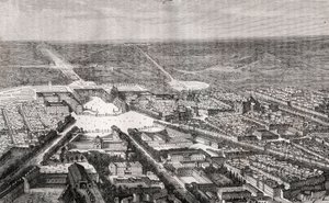 Versailles mit seinem Schloss im 19. Jahrhundert - Gravur in „La France illustrée: Geographie, Geschichte, statistische Verwaltung“ von V.A. Malt-Brown. 1884 von French School