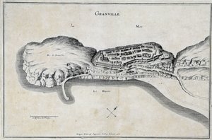 Ansicht von Granville und seinen Befestigungen von French School