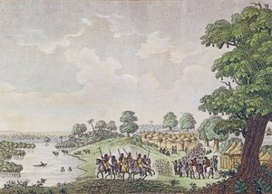 Ansicht von Joal, Handelshafen im Königreich Sine, Senegal, ca. 1810