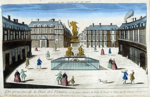 Ansicht der Place des Victoires in Paris - Optische Ansicht von French School