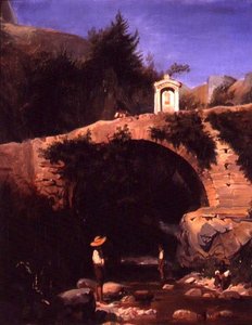 Ansicht einer Brücke und eines Flusses außerhalb von Rom