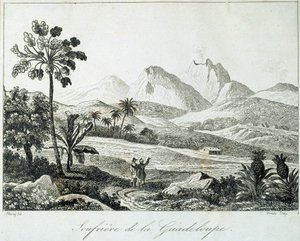 Ansicht einer Soufrière in Guadeloupe. Gravur aus dem 19. Jahrhundert. Chartres, Musée des Beaux Arts von French School