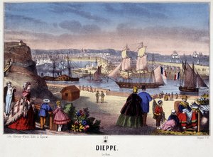 Ansicht des Hafens von Dieppe, Bild von Epinal, 19. Jahrhundert von French School
