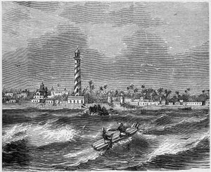 Ansicht der Stadt Pondichery (Pondicherry), Indien von French School