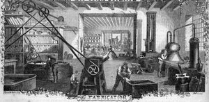 Ansicht der Parfümfabrik von Delettrez in Neuilly von French School