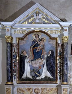 Jungfrau und Kind, Altarbild der Kirche von Pear on Life, Vendée. von French School