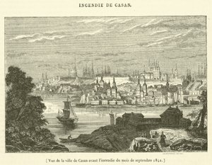 Ansicht der Stadt Casan vor dem Brand im September 1842 von French School