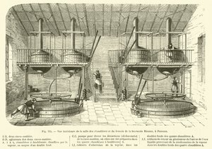 Innenansicht des Kesselhauses und der Brauerei Riester in Puteaux von French School