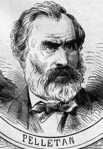 Krieg von 1870 - Regierung der Nationalen Verteidigung: Porträt von Eugène Pelletan (1813-1884), Mitglied der provisorischen Regierung von 1870. Gravur in „Le Monde Illustré“ Nr. 706 vom 22. Oktober. von French School