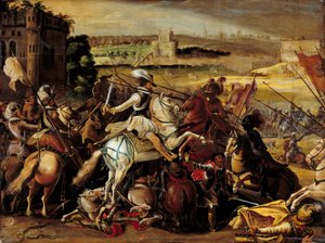 Religionskrieg: „Henri IV. in der Schlacht von Arques (21. September) von French School
