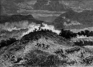 Krieg des Pazifiks (1879-1884) zwischen Peru und Bolivien und Chile - Schlacht von Los Angeles - 22. März von French School